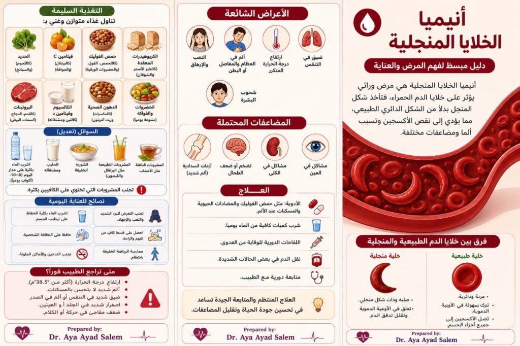 أنيميا الخلايا المنجلية: دليل مبسط لفهم المرض وخطة العناية والتغذية