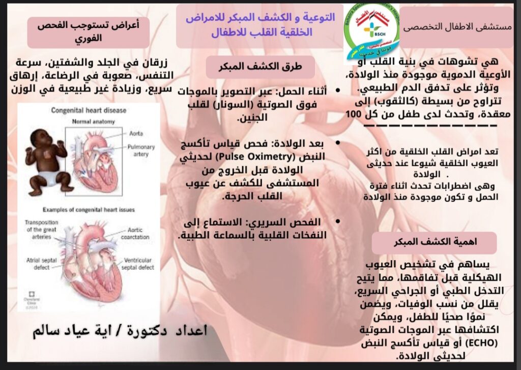 التوعية والكشف المبكر للأمراض القلبية الخلقية لدى الأطفال وحديثي الولادة