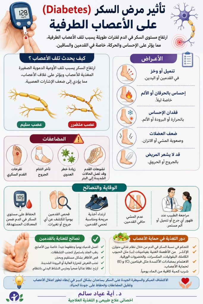 تأثير مرض السكر (Diabetes) على الأعصاب الطرفية وطرق الوقاية والعناية بالقدمين