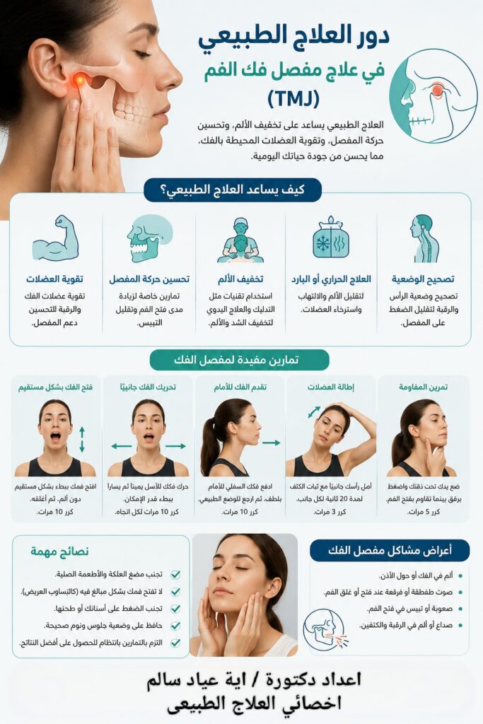 دور العلاج الطبيعي في علاج اضطرابات مفصل فك الفم (TMJ) وتمارينه المنزلية